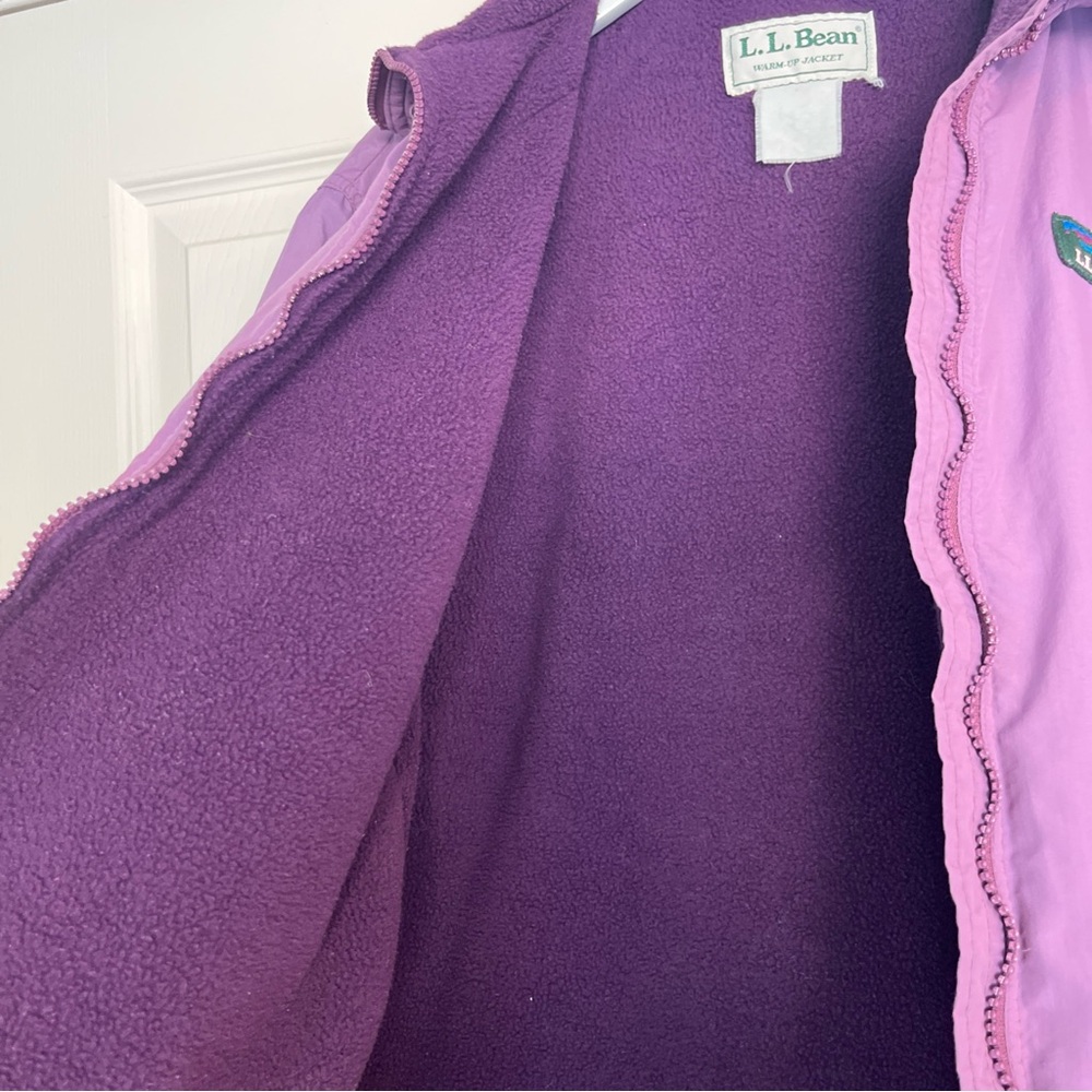 Vintage L.L. Bean Lavender Warm Up Jacket Full Zip Fleece Lined Pockets Warm - Picture 9 of 16